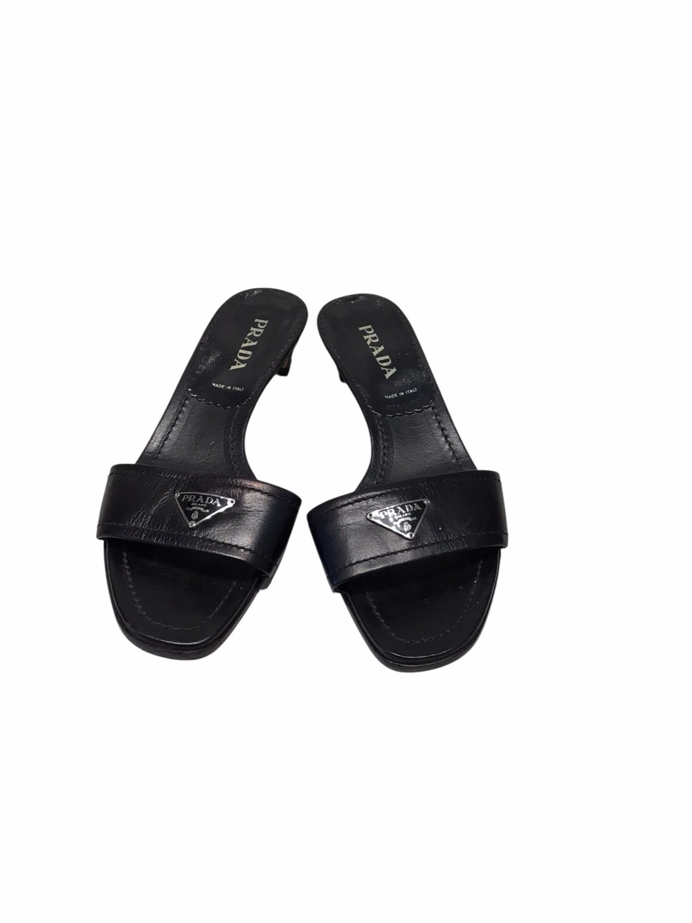 Prada Black LogoTriangle Slide Mules - Picture 3 of 7
